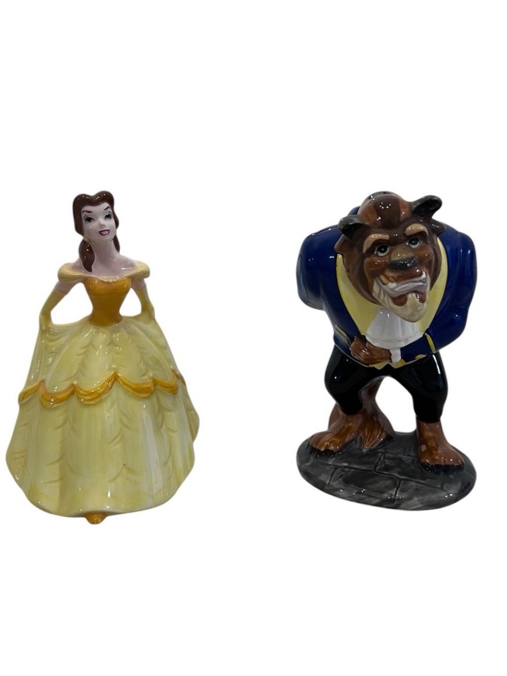 VTG Disney Belle & Beast Figurines Beauty And The Beast 6.25” Porcelain Japan